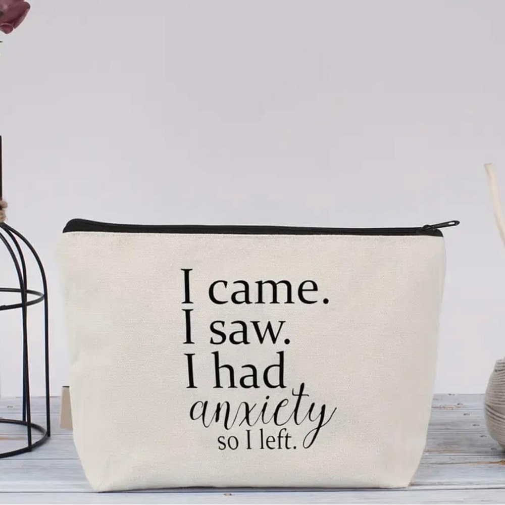 White Canvas Pouch with Quote
